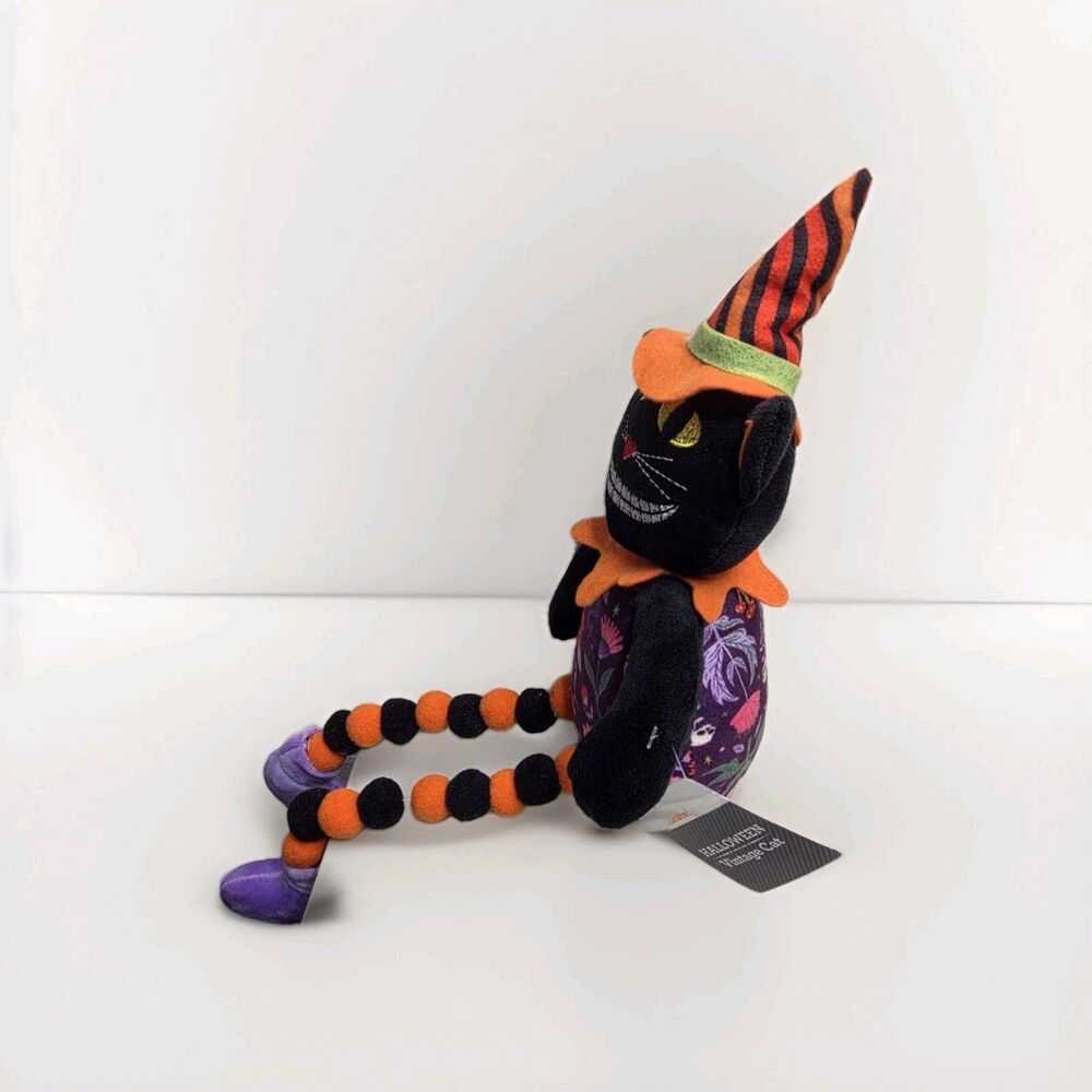 Halloween Plush Vintage Style Grinning Sitting Cat‎ 18" Tabletop Decor - Picture 5 of 6